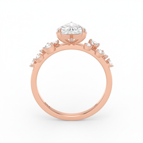 Load image 1 in gallery view. Lina Heart Cut Diamond Engagement Ring With Diamond Accent Band