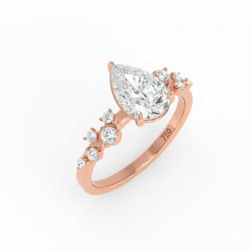 Load image 1 in gallery view. Lina Pear Cut Diamond Engagement Ring With Diamond Accent Band