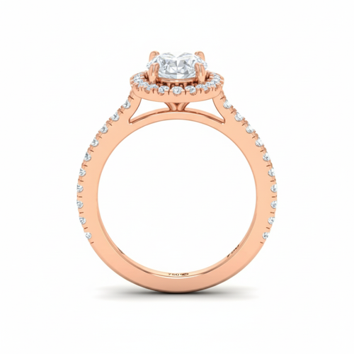 Load image 1 in gallery view. Belle Oval Cut Diamond Engagement Ring with Diamond Halo & Diamond Band