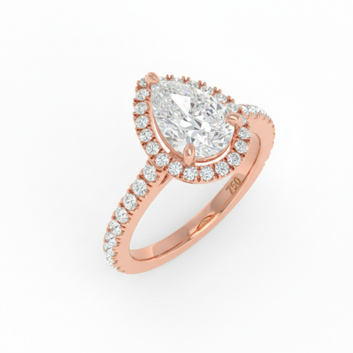 Load image 1 in gallery view. Belle Pear Cut Diamond Engagement Ring with Diamond Halo & Diamond Band