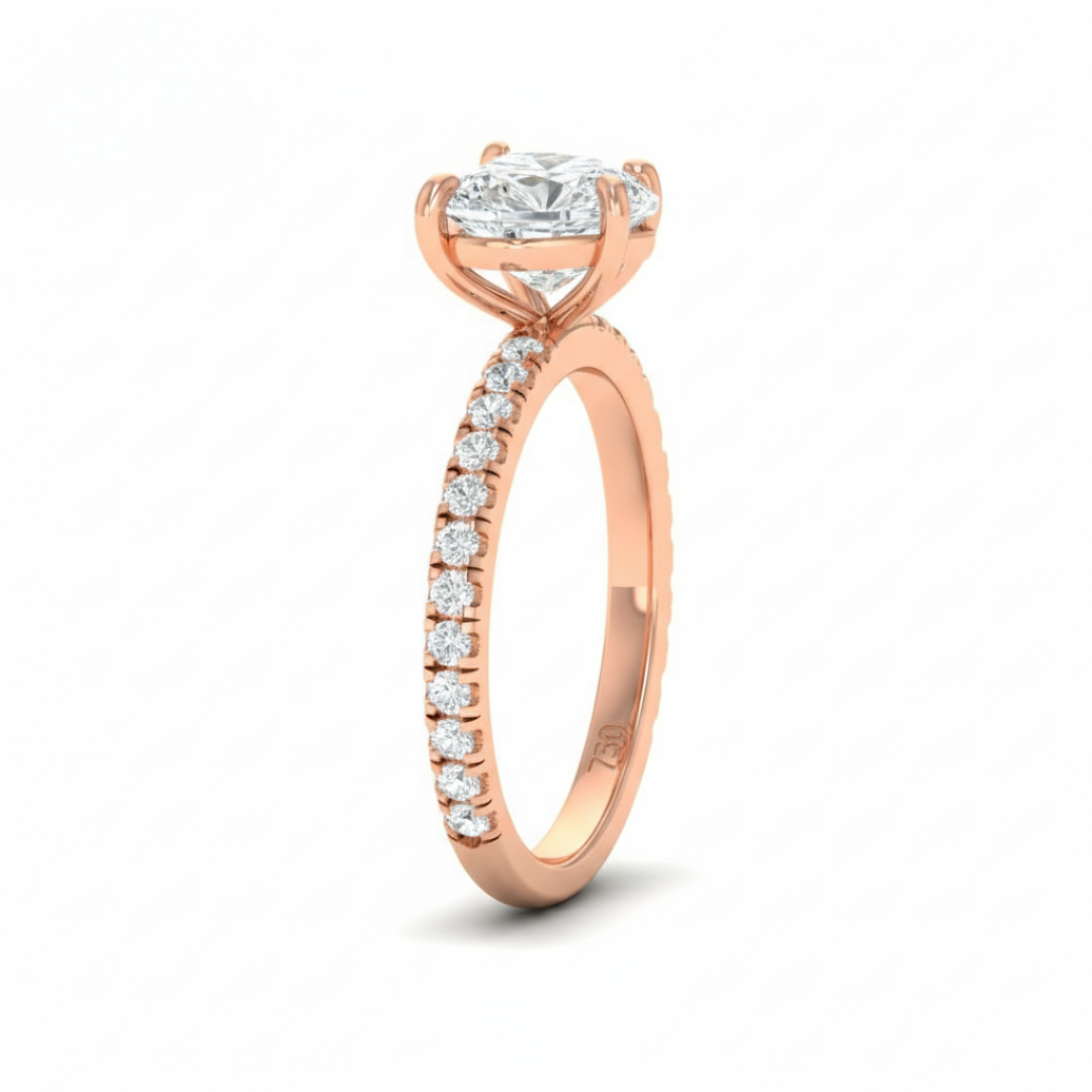 Athena Heart With Diamond Band Engagement Ring