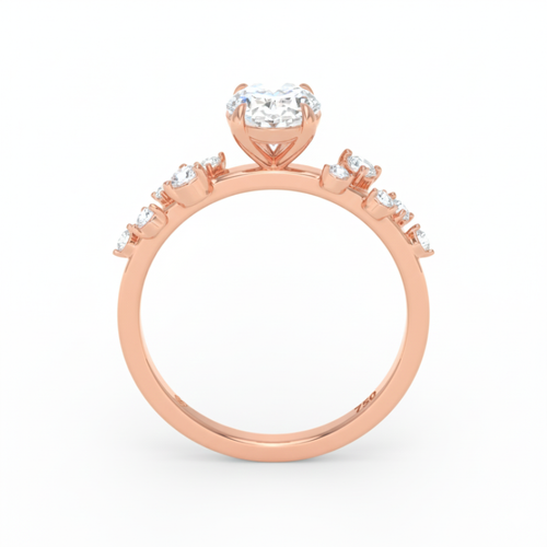 Load image 1 in gallery view. Lina Oval Cut Diamond Engagement Ring With Diamond Accent Band