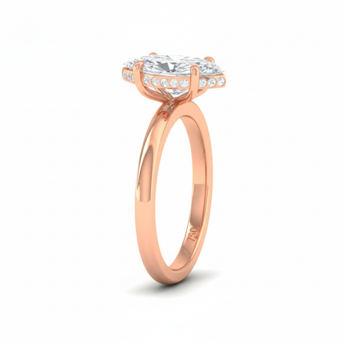 Load image 1 in gallery view. Kiara Marquise Cut Diamond With Hidden Halo Engagement Ring