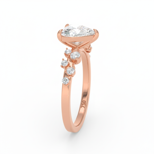 Load image 1 in gallery view. Lina Heart Cut Diamond Engagement Ring With Diamond Accent Band