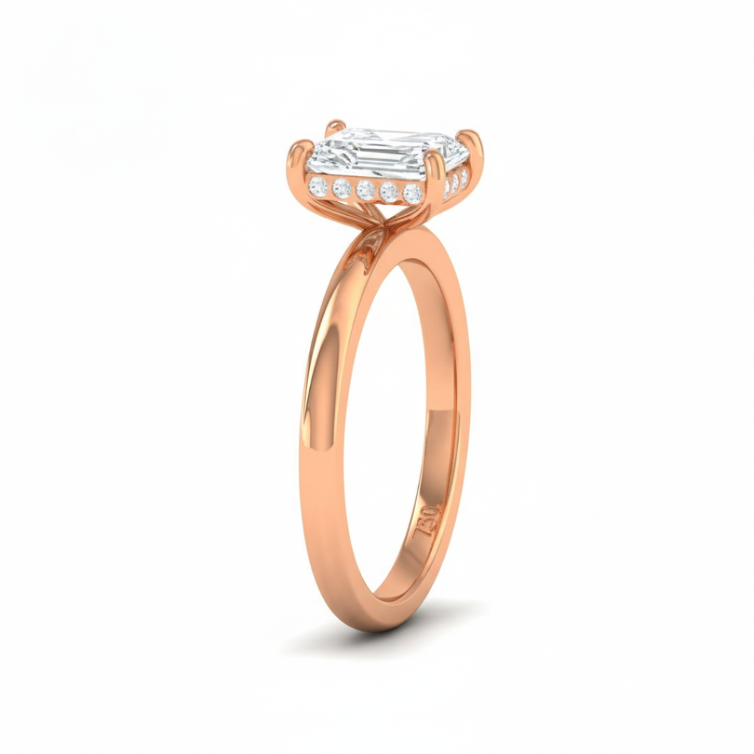 Kiara Radiant Cut Diamond With Hidden Halo Engagement Ring