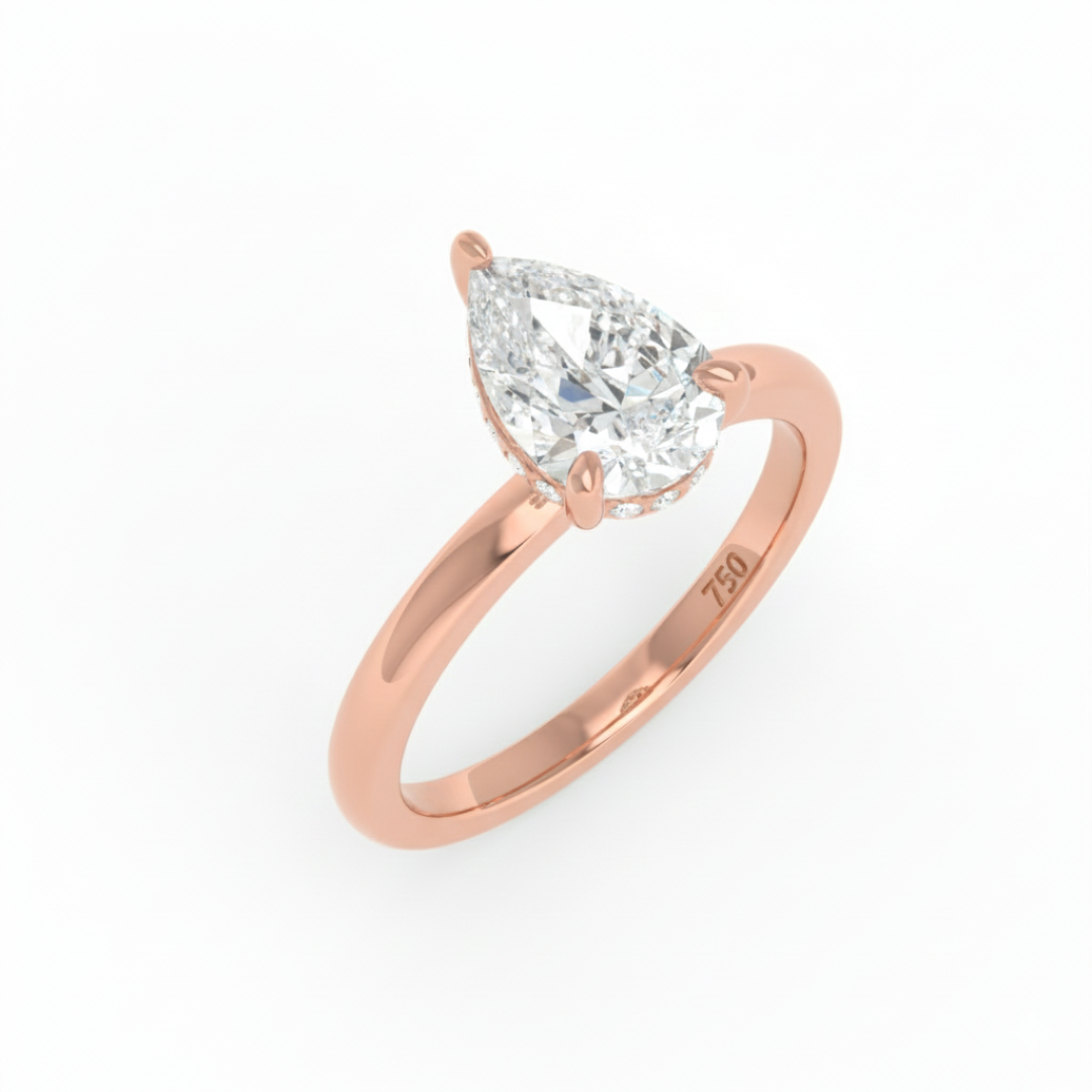 Kiara Pear Cut Diamond With Hidden Halo Engagement Ring