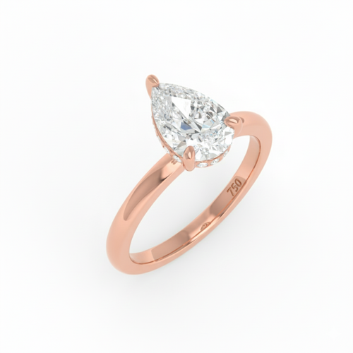 Load image 1 in gallery view. Kiara Pear Cut Diamond With Hidden Halo Engagement Ring