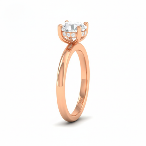 Load image 1 in gallery view. Kiara Round Cut Diamond With Hidden Halo Engagement Ring