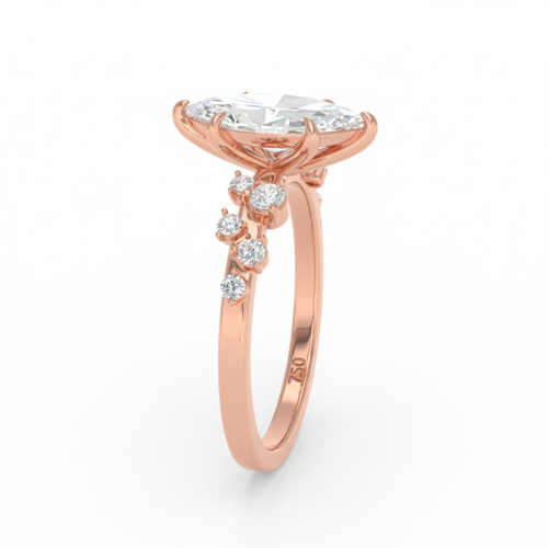 Load image 1 in gallery view. Lina Marquise Cut Diamond Engagement Ring With Diamond Accent Band