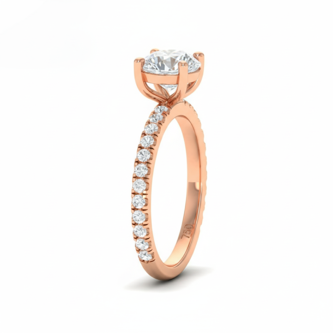 Athena Round With Diamond Band Engagement Ring