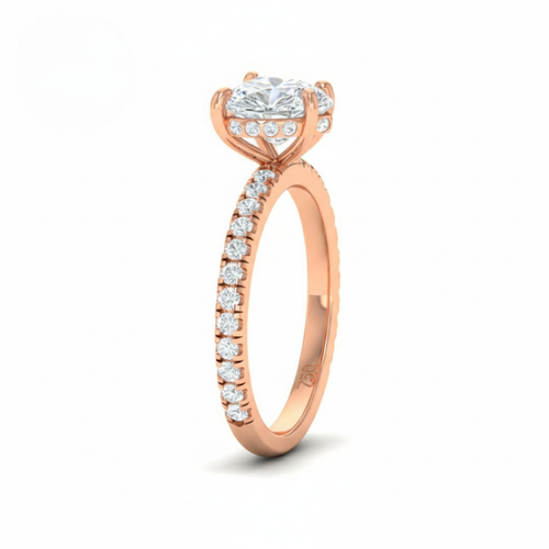 Load image 1 in gallery view. Lila Heart Cut Diamond Engagement Ring with Diamond Hidden Halo and Diamond Band