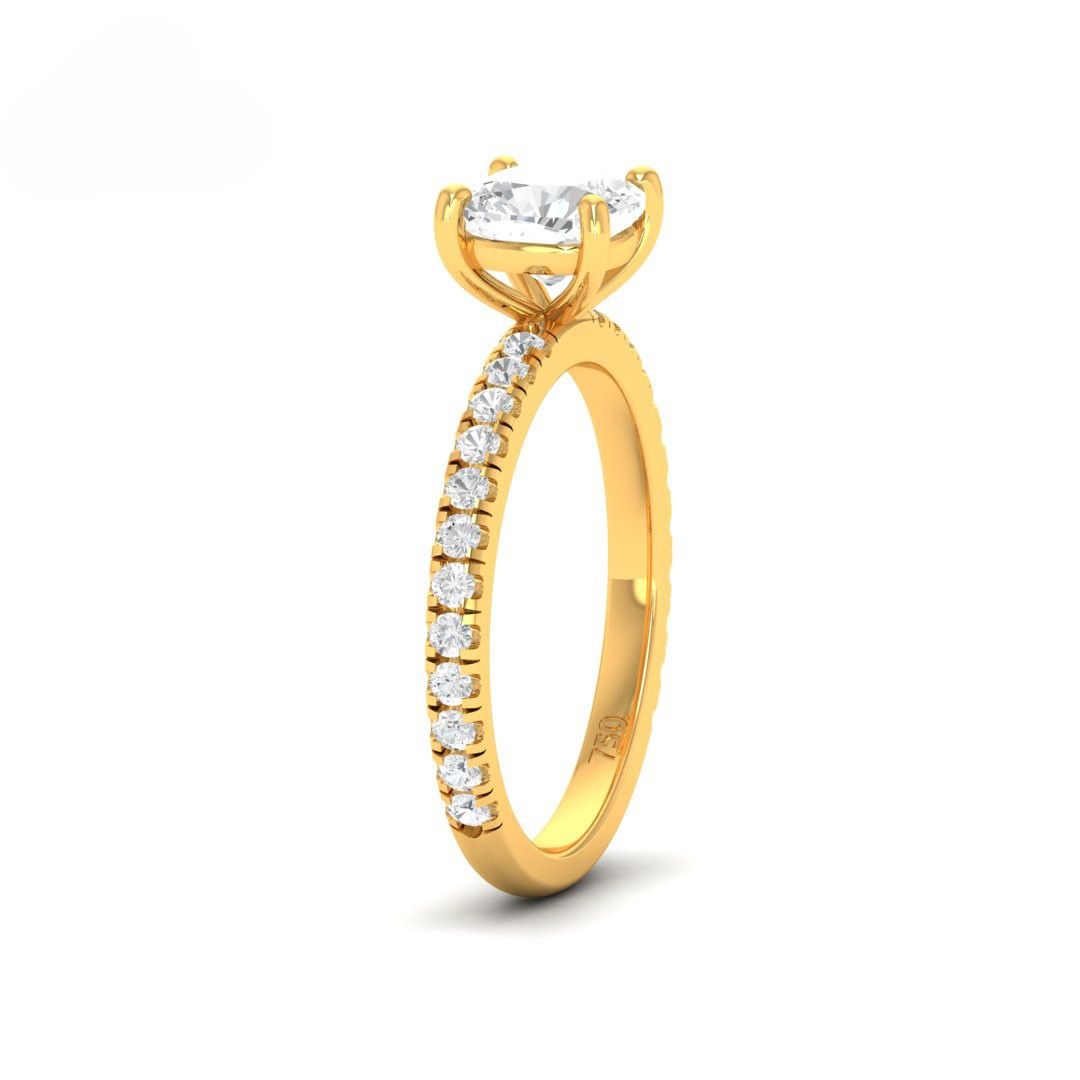 Athena Cushion With Diamond Band Engagement Ring