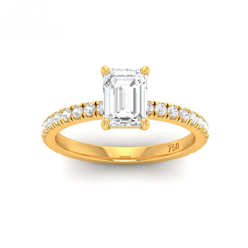 Load image 1 in gallery view. Athena Emerald With Diamond Band Engagement Ring