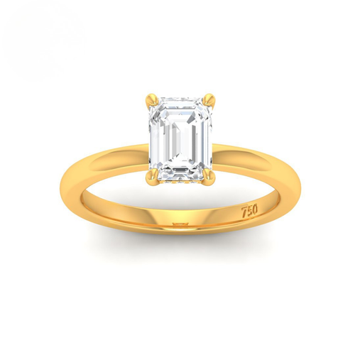 Load image 1 in gallery view. Kiara Emerald Cut Diamond With Hidden Halo Engagement Ring
