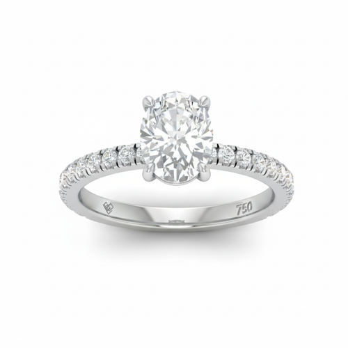 Load image 1 in gallery view. Athena Oval With Diamond Band Engagement Ring