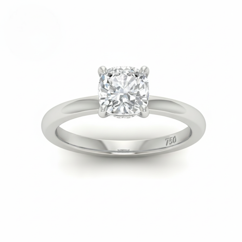 Load image 1 in gallery view. Kiara Cushion Cut Diamond With Hidden Halo Engagement Ring