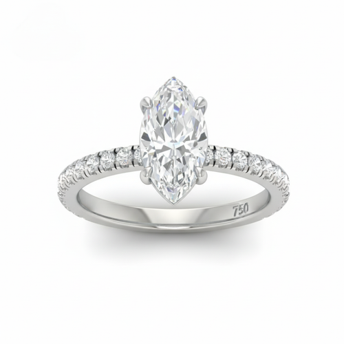 Load image 1 in gallery view. Athena Marquise With Diamond Band Engagement Ring