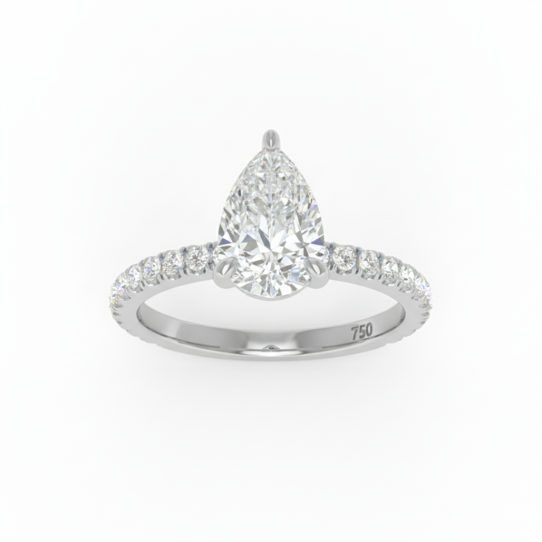 Athena Pear With Diamond Band Engagement Ring