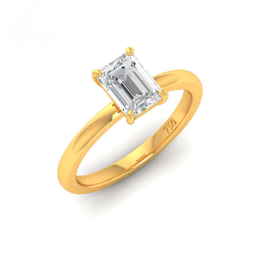 Load image 1 in gallery view. Anaya Solitaire Emerald Cut With Diamond Engagement Ring