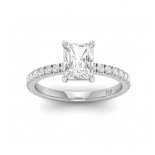 Load image 1 in gallery view. Athena Radiant With Diamond Band Engagement Ring