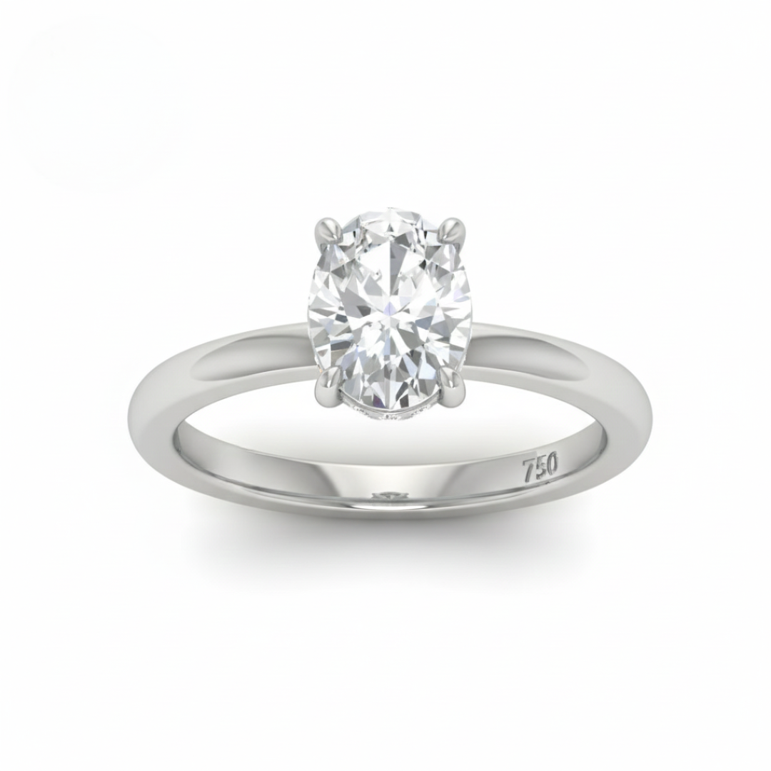 Kiara Oval Cut Diamond With Hidden Halo Engagement Ring