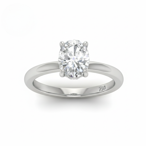 Load image 1 in gallery view. Kiara Oval Cut Diamond With Hidden Halo Engagement Ring