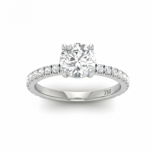 Load image 1 in gallery view. Athena Round With Diamond Band Engagement Ring