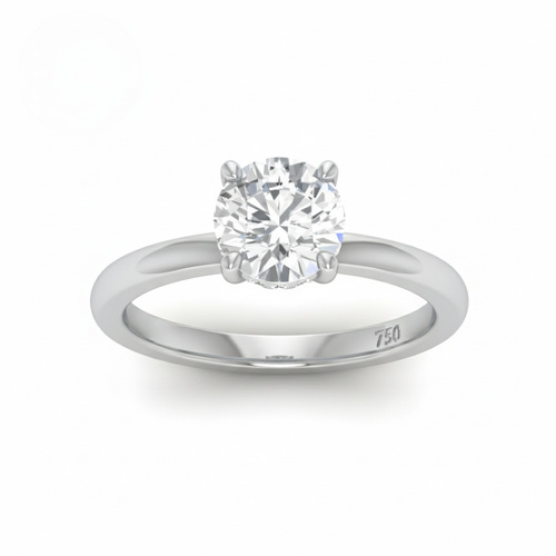 Load image 1 in gallery view. Kiara Round Cut Diamond With Hidden Halo Engagement Ring