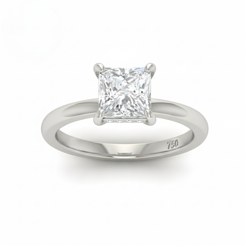 Load image 1 in gallery view. Kiara Princess Cut Diamond With Hidden Halo Engagement Ring