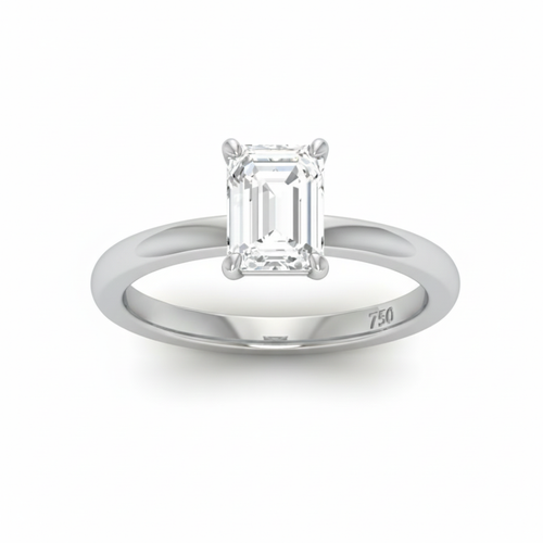 Load image 1 in gallery view. Anaya Solitaire Emerald Cut With Diamond Engagement Ring