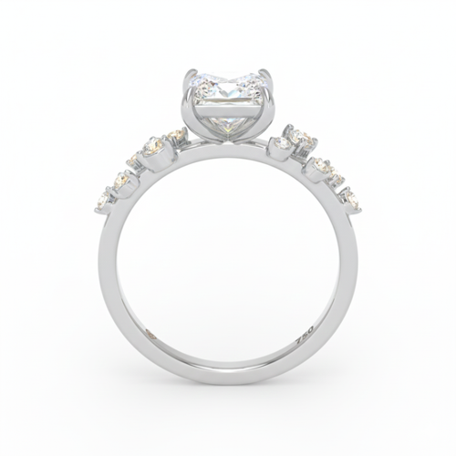 Load image 1 in gallery view. Lina Princess Cut Diamond Engagement Ring With Diamond Accent Band