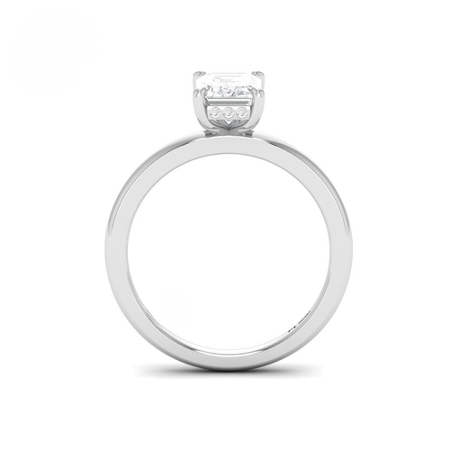 Load image 1 in gallery view. Kiara Emerald Cut Diamond With Hidden Halo Engagement Ring