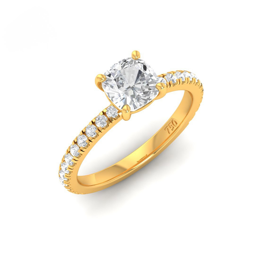 Load image 1 in gallery view. Athena Cushion With Diamond Band Engagement Ring