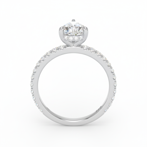Load image 1 in gallery view. Lila Pear Cut Diamond Engagement Ring with Diamond Hidden Halo and Diamond Band