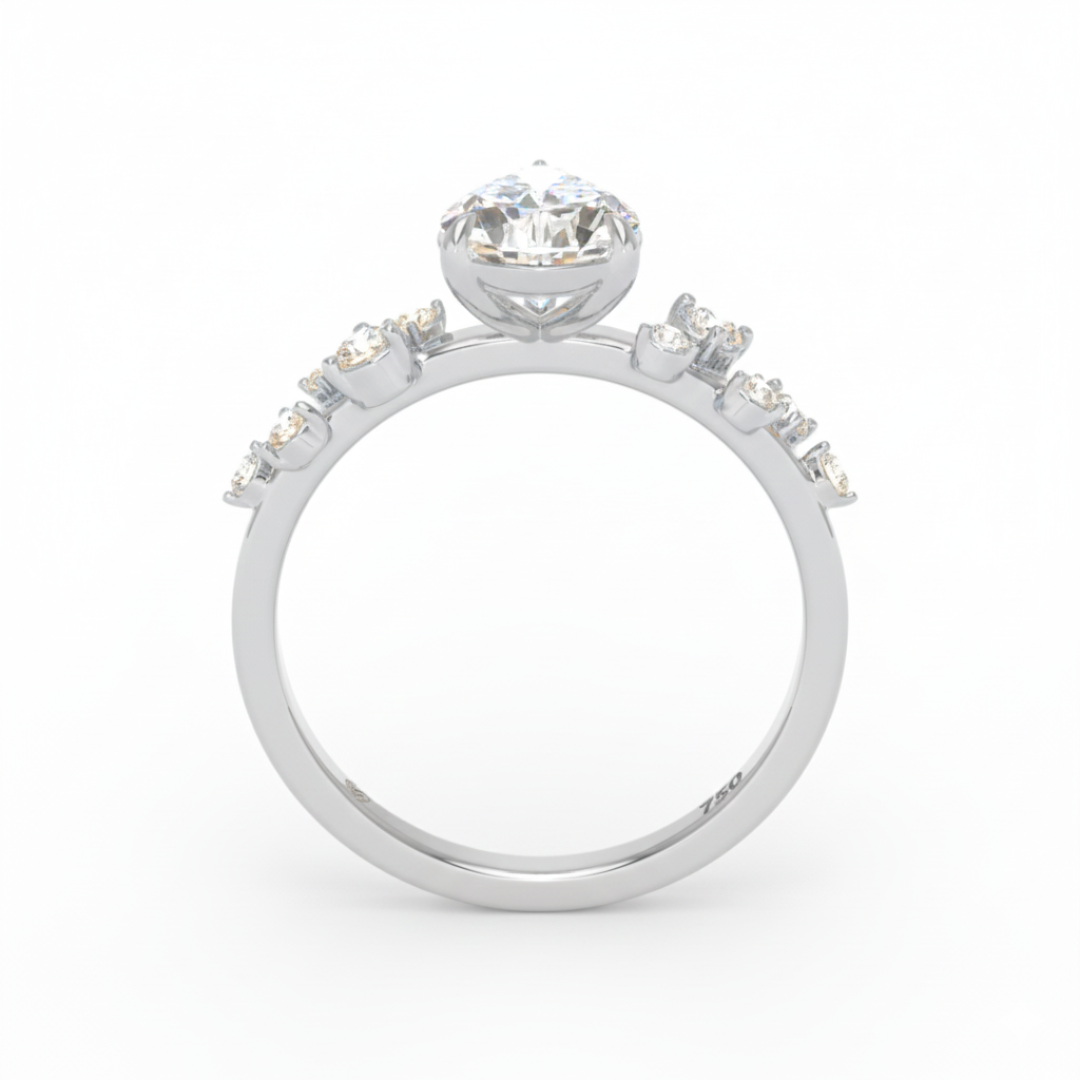 Lina Pear Cut Diamond Engagement Ring With Diamond Accent Band