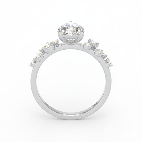 Load image 1 in gallery view. Lina Pear Cut Diamond Engagement Ring With Diamond Accent Band