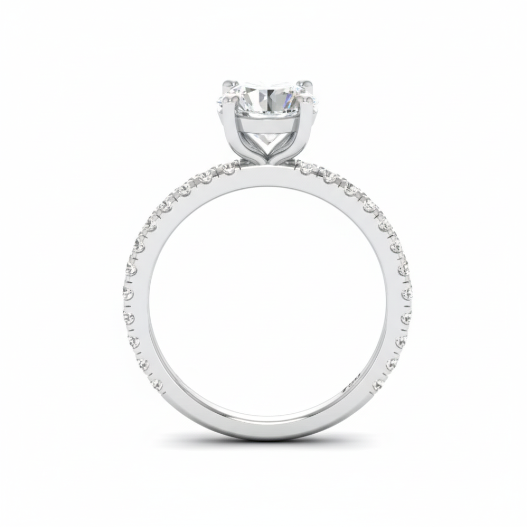 Athena Round With Diamond Band Engagement Ring