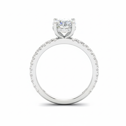 Load image 1 in gallery view. Lila Round Cut Diamond Engagement Ring with Diamond Hidden Halo and Diamond Band