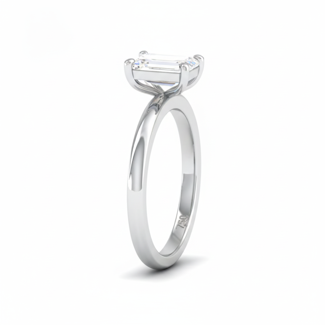 Anaya Solitaire Emerald Cut With Diamond Engagement Ring