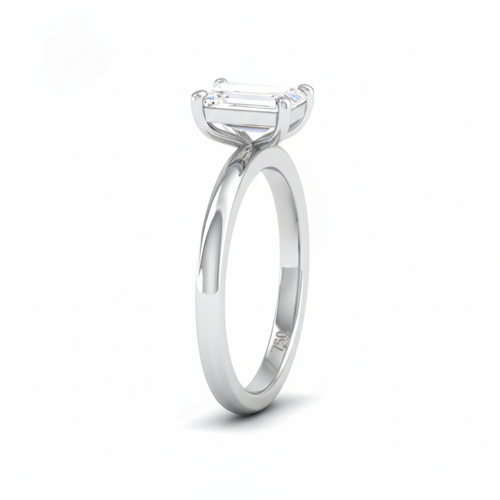 Load image 1 in gallery view. Anaya Solitaire Emerald Cut With Diamond Engagement Ring