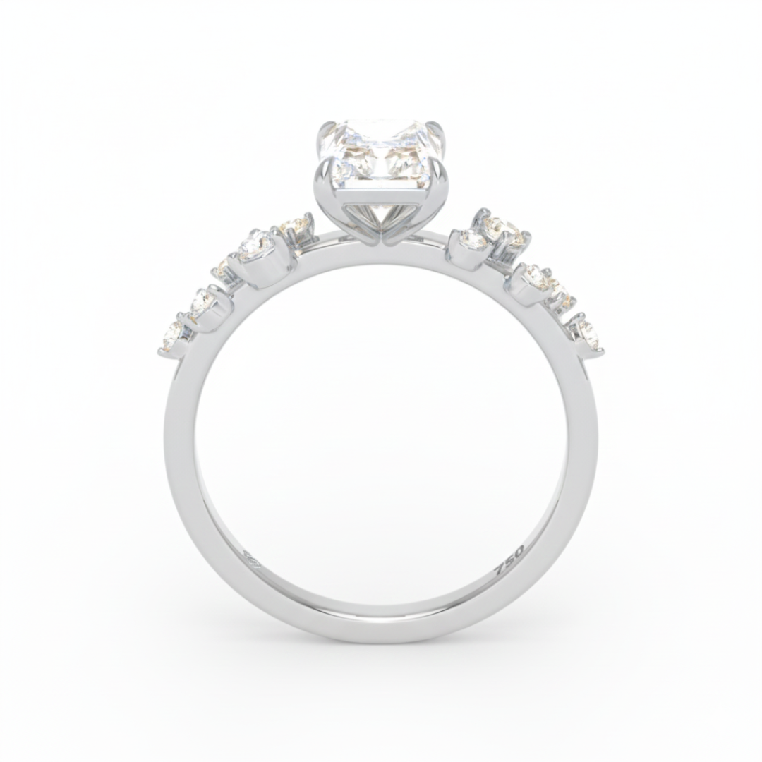 Lina Radiant Cut Diamond Engagement Ring With Diamond Accent Band
