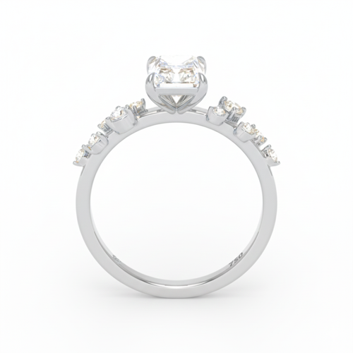 Load image 1 in gallery view. Lina Radiant Cut Diamond Engagement Ring With Diamond Accent Band