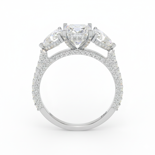 Load image 1 in gallery view. Vidhi Princess Cut Diamond Engagement Ring with Heart Cut Side Diamonds and 3D Diamond Band