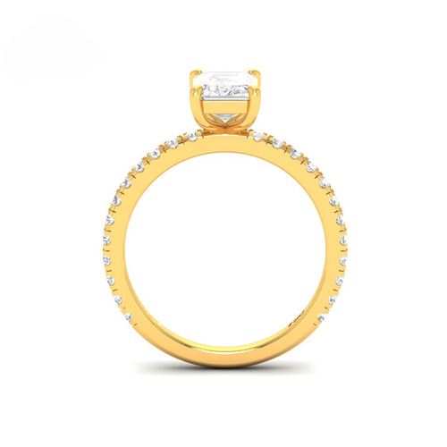 Load image 1 in gallery view. Athena Emerald With Diamond Band Engagement Ring