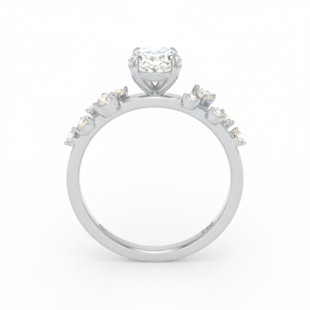 Lina Oval Cut Diamond Engagement Ring With Diamond Accent Band