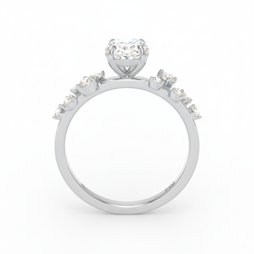 Load image 1 in gallery view. Lina Oval Cut Diamond Engagement Ring With Diamond Accent Band