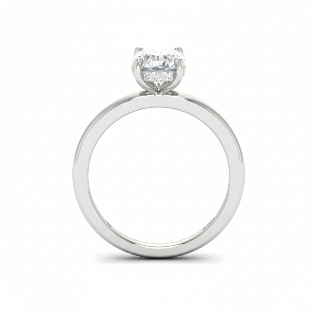Kiara Oval Cut Diamond With Hidden Halo Engagement Ring