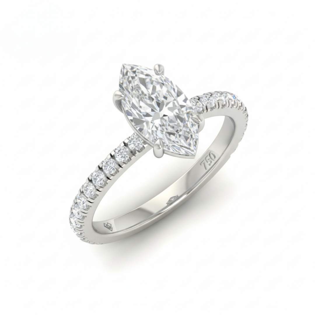 Athena Marquise With Diamond Band Engagement Ring