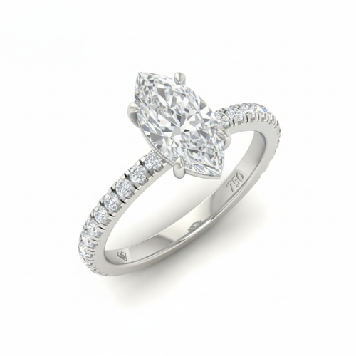 Load image 1 in gallery view. Athena Marquise With Diamond Band Engagement Ring