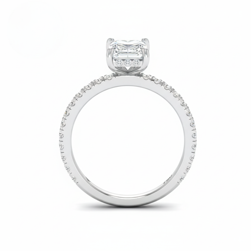 Load image 1 in gallery view. Lila Radiant Cut Diamond Engagement Ring with Diamond Hidden Halo and Diamond Band